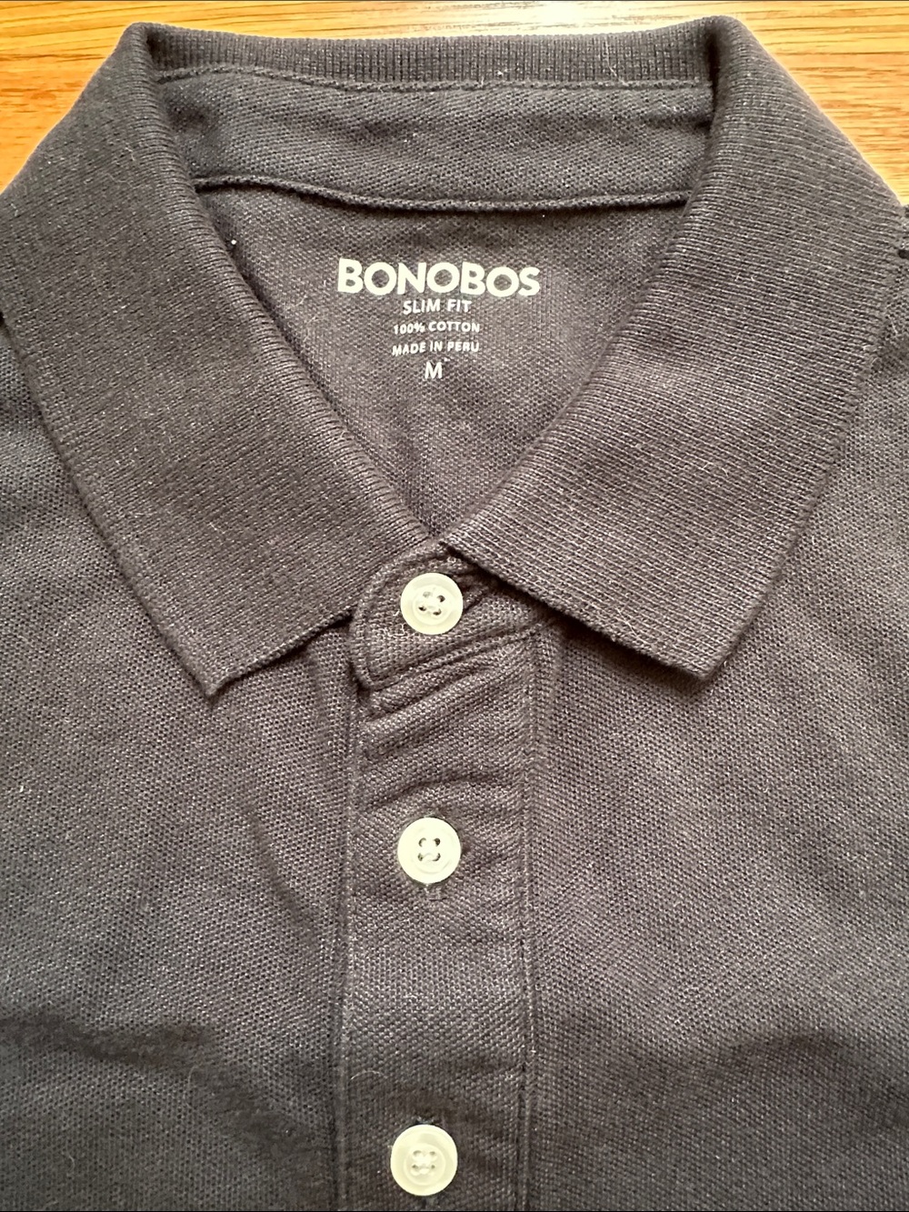 Bonobos Men's Black Polo Shirt with Classic Collar size Medium NWOT - Picture 2 of 4